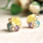 春色フラワービジューピアス B