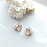 Parfum de fleurs＊ドロップビジューのイヤリング-pink beige-