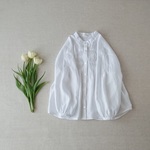 【再販ラスト】リネンスタンドカラーピンタックブラウス　white