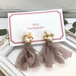 再販×5♡2ウェイ♡コットンパールビジュー×シフォンタッセル(グレー)♡送料込み