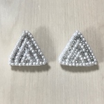 PEARL SILVER BEADS EMBROIDERY TRIANGLE BUTTON PARTS