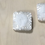 ●1コ● PEARL WHITE  BEADS EMBROIDERY SQUARE BUTTON PARTS