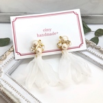 再販♡2ウェイ♡コットンパールビジュー×シフォンタッセル(ホワイト)♡送料込み