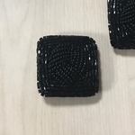 ●1コ● BLACK BEADS  EMBROIDERY SQUARE DESIGN BUTTON PARTS