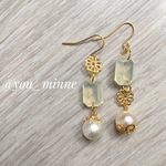 和風・コットンパールに菊/ピアス/ノンホールピアス