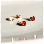14kgf 天然石ガーネット4mm*4本爪ピアス(ペア売り)