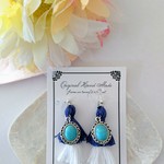 ☆２連タッセル＆ターコイズ☆silverノンホールピアス
