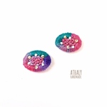 刺繍ピアス  ramillete＊pink.green mix