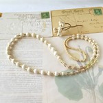 ウッドビーズ ミドルロング ネックレス  グリーンパープル