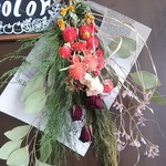 ユーカリとお花のドライフラワースワッグ(大) 送料無料