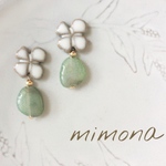 陶器ピアス＊イヤリング   グリーンクローバー