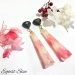 ◆蒼空様専用【紫陽花】揺れるハートのチョコレートピアス & 【かすみ草】ポストピアス