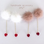 バレンタイン♡ファー×ハート＊ピアス・イヤリング《red》