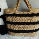 〔S様オーダー品〕　ブラックとナチュラルの麻ひもバッグ