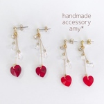 バレンタイン♡スワロ×ハート＊ピアス・イヤリング《red》