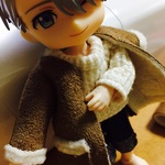 【オビツ11サイズ】ノーカラーコート（キャメル）