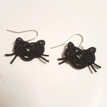 水引　猫ピアス　黒猫