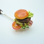 ダブルアボカドモフバーガー のヘアピン               ミニチュアフード　食品サンプル