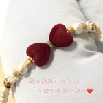 真っ赤なハートのリボンチョーカー♡ペット用