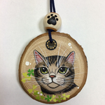 木製 猫ペンダント(キジトラ 茶)