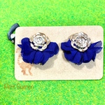 薔薇とシフォンタッセルの2wayピアス☆ネイビー