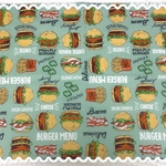 35cm✖️50cm ランチョンマット☆ ハンバーガー🍔ライトグリーン