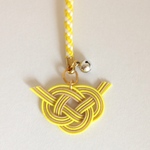 水引あわじ結びストラップ／キーホルダー（黄色）