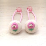北欧 花 刺繍 キッズ ペア ヘアゴム 