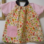 たくさんの小鳥■2色の半袖スモック♪サイズ100