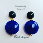 Blue & Black 大ぶりピアス
