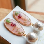 入学式にも☆コットンパール×ピンク×フラワーピアス、イヤリング