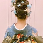 ドライフラワー髪飾りブルー ばら  ＊結婚式 二次会 前撮り 成人式 卒業式  パーティ  ＊ドレスにも着物にも