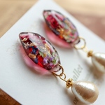 入学式にも☆ボルドー×フラワーボタニカルピアス、イヤリング