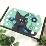 手描き●黒猫の木箱●猫●黒猫●アニマル●小物入れ●ペンケース●筆入れ●原画●イラスト●アート●絵●絵画●