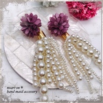 新作⭐️Pearl tassel＊purple flower ピアス/イヤリング