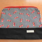 【vivitorie様専用/受注後製作】ストライプ＆リボン柄の座布団式防災頭巾カバー　ブラック