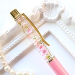 ハーバリウムボールペン：春色ピンク（替え芯1本付き）