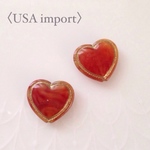 USA import〉ハニーカラーハート アクリルビーズ （6個 ） ライトハニー