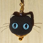 【マミー様オーダー】ちりめん根付け　ねこ  (黒猫 大) 