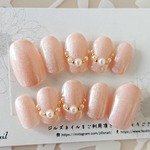 パールの上品ネイル/お呼ばれに/結婚式/二次会/簡単つけ爪/入学式/ネイルチップ/つけ爪/J83 