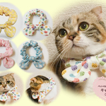 猫 首輪 ワイドシュシュ首輪 ♥ ふんわりダブルガーゼ 猫柄
