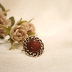 【再再販】こっくり赤色ビンテージボタンのシルバーリング💍