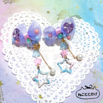 パープルリボンのポップイヤリング☆ゆめかわ☆