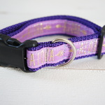 【レ５００件ＳＡＬＥ】２ｃｍ幅21~29cm小型犬★ＡＬＯＨＡ★首輪（パープル＆ゴールド）