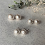 コットンパール一粒（12mm）　 樹脂ノンホールピアス（イヤリング/ピアス）