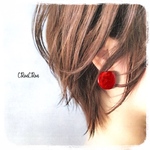 pierce/earring♡赤 レッド 大理石 マーブル ピアス イヤリング