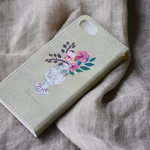 器と花 greengray【iphone,スマホケース手帳型】