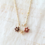 お花みっつネックレス★ブラウン