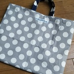 グレレードット帆布×黄色水玉のレッスンバッグ