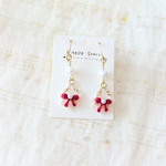 フリルリボンのピアス（イヤリング）♡カシス色